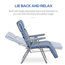 Outsunny Set Of 2 Adjustable Sun Lounger Recliner Reclining Seat Blue And White -Outsunny Garden Zone outsunny set of 2 adjustable sun lounger recliner reclining seat blue and white5056399122415 06c MP