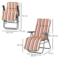 Outsunny Set Of 2 Adjustable Sun Lounger Recliner Reclining Seat Orange/White 6 Outsunny Set Of 2 Adjustable Sun Lounger Recliner Reclining Seat Orange/White -Outsunny Garden Zone outsunny set of 2 adjustable sun lounger recliner reclining seat orange white5055974801165 03c MP
