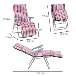 Outsunny Set Of 2 Adjustable Sun Lounger Recliner Reclining Seat Red And White -Outsunny Garden Zone outsunny set of 2 adjustable sun lounger recliner reclining seat red and white5056399122408 03c MP