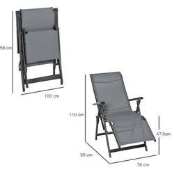 Outsunny Set Of 2 Outdoor Sun Recliner Loungers With Adjustable Footrest, Grey 6 Outsunny Set Of 2 Outdoor Sun Recliner Loungers With Adjustable Footrest, Grey -Outsunny Garden Zone outsunny set of 2 outdoor sun recliner loungers with adjustable footrest grey5056399123115 03c MP