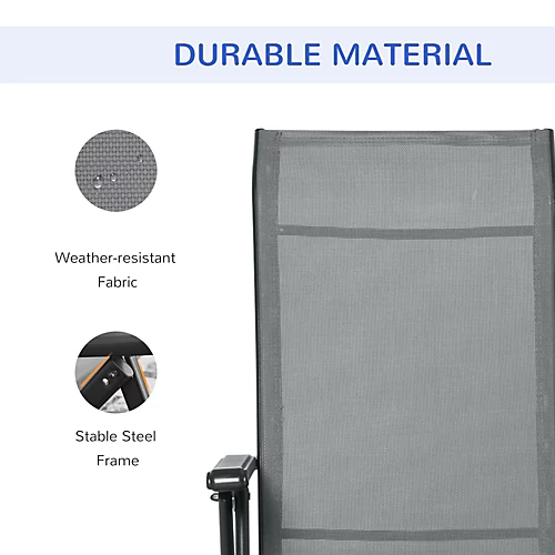 Outsunny Set Of 2 Outdoor Sun Recliner Loungers With Adjustable Footrest, Grey 4 Outsunny Set Of 2 Outdoor Sun Recliner Loungers With Adjustable Footrest, Grey - Image 4