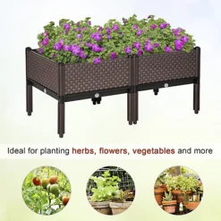 Outsunny Set Of 2 Raised Garden Bed Elevated Planter Box For Flower, Vegetables -Outsunny Garden Zone outsunny set of 2 raised garden bed elevated planter box for flower vegetables5056534535001 06c MP