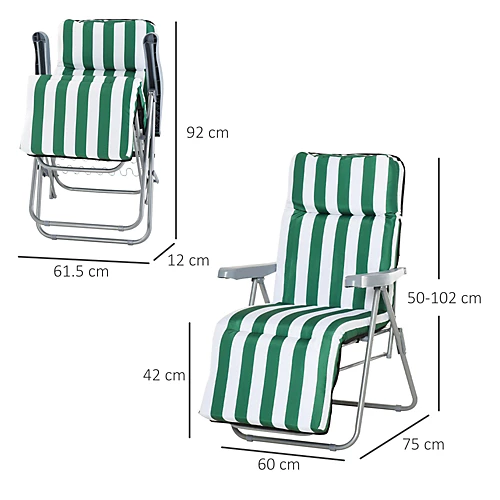 Outsunny Set Of 2 Sun Lounger Reclining Chairs Garden Relaxer Recliner Cushioned 3 Outsunny Set Of 2 Sun Lounger Reclining Chairs Garden Relaxer Recliner Cushioned - Image 3