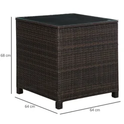Outsunny Side Table Furniture Tempered Glass Garden Patio Wicker Brown 6 Outsunny Side Table Furniture Tempered Glass Garden Patio Wicker Brown -Outsunny Garden Zone outsunny side table furniture tempered glass garden patio wicker brown5060348504306 03c MP