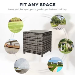 Outsunny Side Table Furniture Tempered Glass Garden Patio Wicker Mixed Grey 7 Outsunny Side Table Furniture Tempered Glass Garden Patio Wicker Mixed Grey -Outsunny Garden Zone outsunny side table furniture tempered glass garden patio wicker mixed grey5056029883242 06c MP