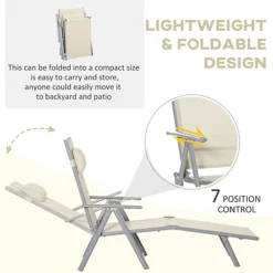 Outsunny Sling Patio Reclining Chaise Lounge Garden Furniture Folding, Beige 7 Outsunny Sling Patio Reclining Chaise Lounge Garden Furniture Folding, Beige -Outsunny Garden Zone outsunny sling patio reclining chaise lounge garden furniture folding beige5056534581992 06c MP