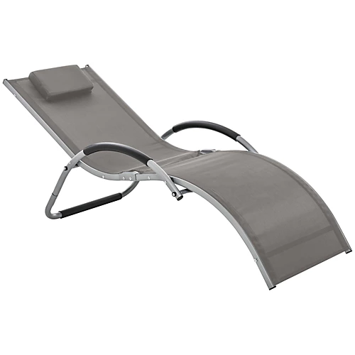 Outsunny Sun Lounge Recliner Chair Design Ergonomic With Pillow Khaki 2 Outsunny Sun Lounge Recliner Chair Design Ergonomic With Pillow Khaki - Image 2