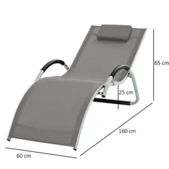 Outsunny Sun Lounge Recliner Chair Design Ergonomic With Pillow Khaki 6 Outsunny Sun Lounge Recliner Chair Design Ergonomic With Pillow Khaki -Outsunny Garden Zone outsunny sun lounge recliner chair design ergonomic with pillow khaki5056399120220 03c MP