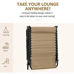 Outsunny Sun Lounger, Folding Camping Bed 5-position Adjustable Beige -Outsunny Garden Zone outsunny sun lounger folding camping bed 5 position adjustable beige5056534557065 06c MP