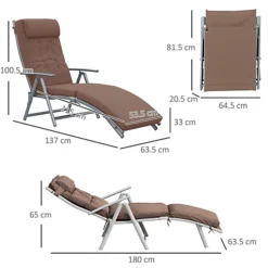 Outsunny Sun Lounger Recliner Foldable Padded Seat Adjustable T37Lx63.5Wx100.5H -Outsunny Garden Zone outsunny sun lounger recliner foldable padded seat adjustable t37lx63 5wx100 5h5056029893227 03c MP