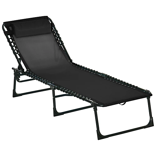 Outsunny Sun Lounger Reclining Cot Foldable Folding Garden Chair Bed Relaxer 2 Outsunny Sun Lounger Reclining Cot Foldable Folding Garden Chair Bed Relaxer - Image 2