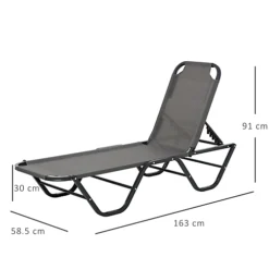 Outsunny Sun Lounger Relaxer Recliner With 5-Position Adjustable Backrest Grey -Outsunny Garden Zone outsunny sun lounger relaxer recliner with 5 position adjustable backrest grey5056399121395 03c MP
