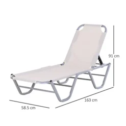 Outsunny Sun Lounger Relaxer Recliner With 5-Position Adjustable Backrest White -Outsunny Garden Zone outsunny sun lounger relaxer recliner with 5 position adjustable backrest white5056534544713 03c MP