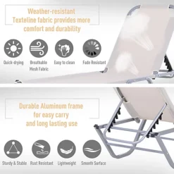 Outsunny Sun Lounger Relaxer Recliner With 5-Position Adjustable Backrest White -Outsunny Garden Zone outsunny sun lounger relaxer recliner with 5 position adjustable backrest white5056534544713 06c MP