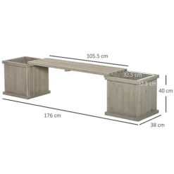 Outsunny Wooden Garden Planter & Bench Combination Raised Bed Grey 176L X 38W X 40H Cm -Outsunny Garden Zone outsunny wooden garden planter bench combination raised bed grey 176l x 38w x 40h cm5056534537784 03c MP