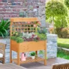 Outsunny Wooden Planter Raised Elevated Garden Bed W/ 2 Shelves, 105x40x135cm