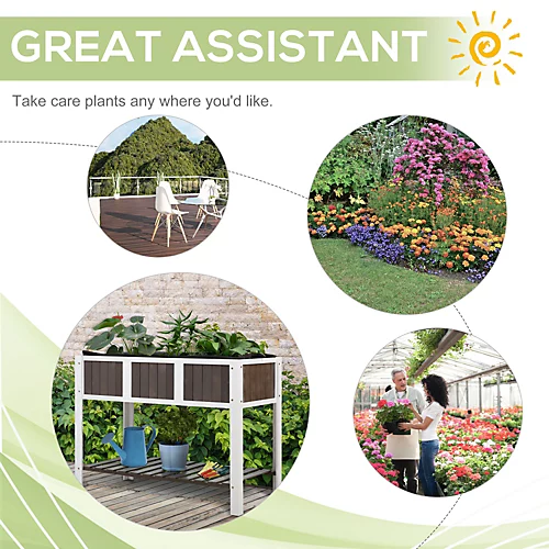 Outsunny Wooden Planter Raised Elevated Garden Bed With Shelf Outdoor/Indoor 4 Outsunny Wooden Planter Raised Elevated Garden Bed With Shelf Outdoor/Indoor - Image 4