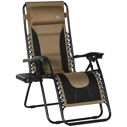 Outsunny Zero Gravity Lounger Folding Recliner Chair W/ Cup Holder Padded Pillow 2 Outsunny Zero Gravity Lounger Folding Recliner Chair W/ Cup Holder Padded Pillow - Image 2