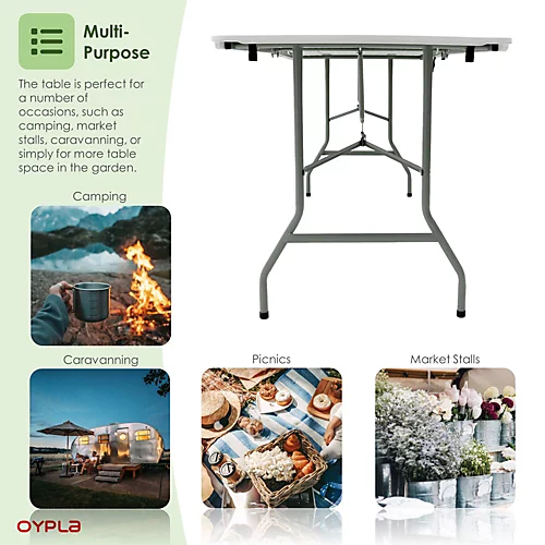 Oypla 5ft 1.5m Folding Heavy Duty Catering Trestle Party Garden Table 4 Oypla 5ft 1.5m Folding Heavy Duty Catering Trestle Party Garden Table - Image 4