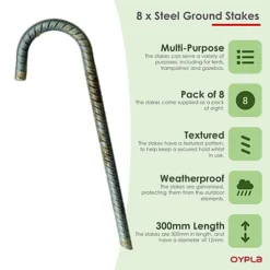 Oypla 8x Super Heavy Duty Galvanised Steel J Hooks Ground Stakes Rebar Tent Pegs Garden Pins Anchors - 12 Inch -Outsunny Garden Zone oypla 8x super heavy duty galvanised steel j hooks ground stakes rebar tent pegs garden pins anchors 12 inch5060544758831 03c MP