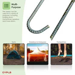 Oypla 8x Super Heavy Duty Galvanised Steel J Hooks Ground Stakes Rebar Tent Pegs Garden Pins Anchors - 12 Inch -Outsunny Garden Zone oypla 8x super heavy duty galvanised steel j hooks ground stakes rebar tent pegs garden pins anchors 12 inch5060544758831 04c MP