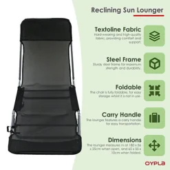 Oypla Folding Reclining Sun Lounger Beach Garden Camping Bed Chair -Outsunny Garden Zone oypla folding reclining sun lounger beach garden camping bed chair5056233251127 03c MP