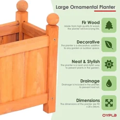Oypla Large Garden Wooden Rectangular Flower Planter Ornamental Plant Pot -Outsunny Garden Zone oypla large garden wooden rectangular flower planter ornamental plant pot5060544755502 03c MP