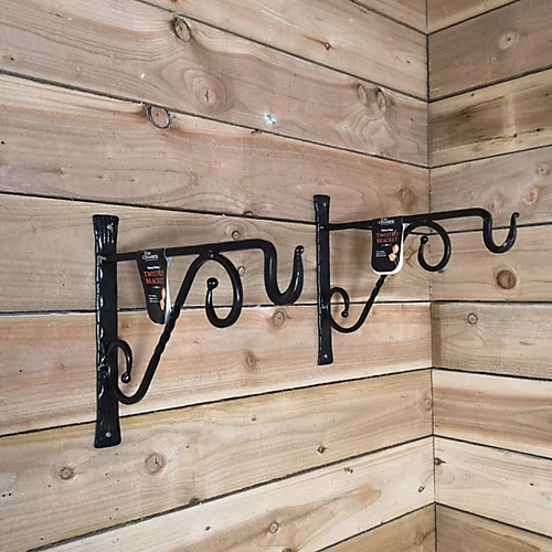 Pack Of 2 Heavy Duty Handcrafted Metal 35cm Black Twisted Wall Bracket Hook For Hanging Basket Planter Bird Feeder 4 Pack Of 2 Heavy Duty Handcrafted Metal 35cm Black Twisted Wall Bracket Hook For Hanging Basket Planter Bird Feeder - Image 4