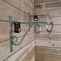 Pack Of 2 Heavy Duty Handcrafted Metal 35cm Sage Green Twisted Wall Bracket Hook For Hanging Basket