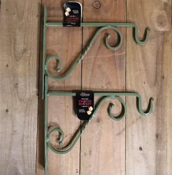Pack Of 2 Heavy Duty Handcrafted Metal 35cm Sage Green Twisted Wall Bracket Hook For Hanging Basket -Outsunny Garden Zone pack of 2 heavy duty handcrafted metal 35cm sage green twisted wall bracket hook for hanging basket5060559856898 03c MP