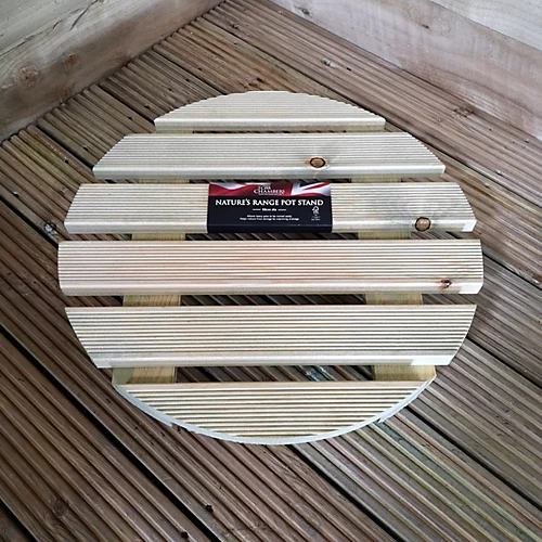 Pack Of 2 Heavy Duty Round Natural Wood Garden Patio Plant Flower Pot Stand Caddy Trolley Dolly On Strong Metal Castor Wheels 50cm 2 Pack Of 2 Heavy Duty Round Natural Wood Garden Patio Plant Flower Pot Stand Caddy Trolley Dolly On Strong Metal Castor Wheels 50cm - Image 2