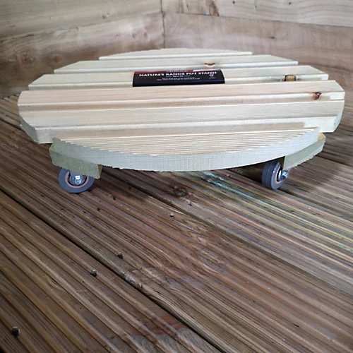 Pack Of 2 Heavy Duty Round Natural Wood Garden Patio Plant Flower Pot Stand Caddy Trolley Dolly On Strong Metal Castor Wheels 50cm 3 Pack Of 2 Heavy Duty Round Natural Wood Garden Patio Plant Flower Pot Stand Caddy Trolley Dolly On Strong Metal Castor Wheels 50cm - Image 3