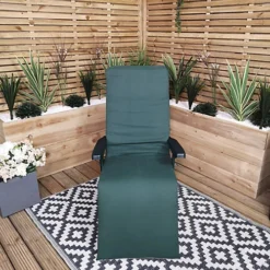 Padded Outdoor Garden Patio Recliner / Sun Lounger In Plain Green -Outsunny Garden Zone padded outdoor garden patio recliner sun lounger in plain green5056589112011 03c MP