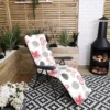 Padded Outdoor Garden Patio Recliner / Sun Lounger With Flowers