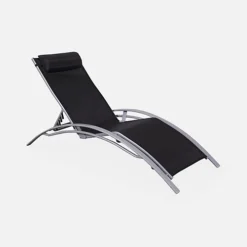 Pair Of Aluminium And Textilene Sun Loungers 4 Reclining Positions Headrest Included Stackable - Louisa - Anthracite Frame Bla -Outsunny Garden Zone pair of aluminium and textilene sun loungers 4 reclining positions headrest included stackable louisa anthracite frame bla3760216533361 04c MP