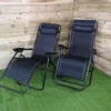 Pair Of Multi Position Textoline Garden Relaxer Chair Lounger - All Black