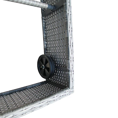 Patio Rattan Sun Lounger Chaise Garden Pool Wicker Recliner 3PCS Recliner Set With Glass Coffee Table - Black With Beige Cushion 3 Patio Rattan Sun Lounger Chaise Garden Pool Wicker Recliner 3PCS Recliner Set With Glass Coffee Table - Black With Beige Cushion - Image 3