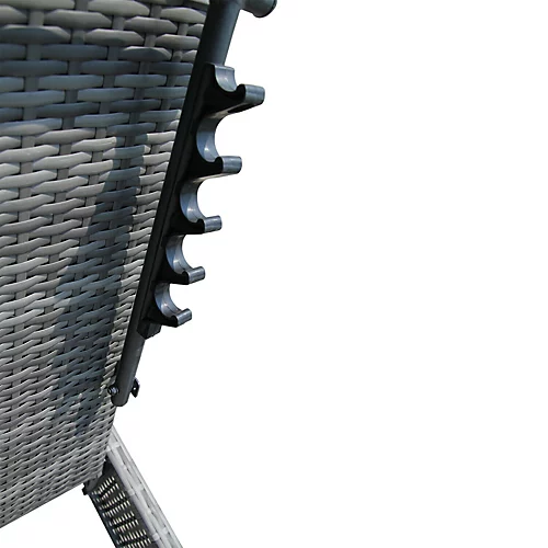 Patio Rattan Sun Lounger Chaise Garden Pool Wicker Recliner 3PCS Recliner Set With Glass Coffee Table - Black With Beige Cushion 4 Patio Rattan Sun Lounger Chaise Garden Pool Wicker Recliner 3PCS Recliner Set With Glass Coffee Table - Black With Beige Cushion - Image 4