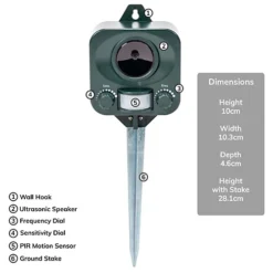 Pestbye Battery Powered Cat Repellent Ultrasonic Repeller Deterrent Cat Scarer With Ground Stake -Outsunny Garden Zone pestbye battery powered cat repellent ultrasonic repeller deterrent cat scarer with ground stake5055372304633 03c MP