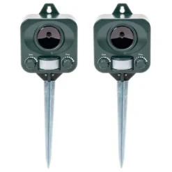 Pestbye Twinpack Battery Powered Cat Repellent Ultrasonic Repeller Deterrent Cat Scarer With Ground Stake