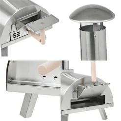 Portable Multi Fuel Pizza Oven - Stainless Steel -Outsunny Garden Zone portable multi fuel pizza oven stainless steel5059742059857 04c MP