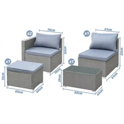 Premium Black 4 Seater Rattan Sofa & Table Set Grey Cushions 6 Premium Black 4 Seater Rattan Sofa & Table Set Grey Cushions -Outsunny Garden Zone premium black 4 seater rattan sofa table set grey cushions5061023960240 03c MP