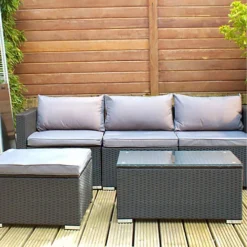 Premium Black 4 Seater Rattan Sofa & Table Set Grey Cushions 7 Premium Black 4 Seater Rattan Sofa & Table Set Grey Cushions -Outsunny Garden Zone premium black 4 seater rattan sofa table set grey cushions5061023960240 04c MP