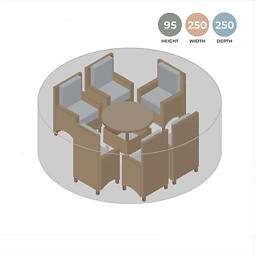 Primrose Medium Round Dining Set Black Garden Furniture Cover - 250 X 250 X 95cm 2 Primrose Medium Round Dining Set Black Garden Furniture Cover - 250 X 250 X 95cm - Image 2