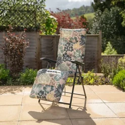 Primrose Pack Of 2 Floral Pattern Garden Recliner Sun Lounger Patio Chair Garden Reclining
