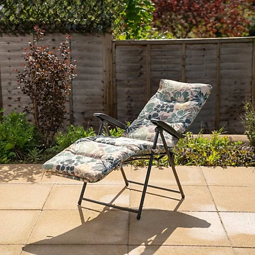 Primrose Pack Of 2 Floral Pattern Garden Recliner Sun Lounger Patio Chair Garden Reclining 2 Primrose Pack Of 2 Floral Pattern Garden Recliner Sun Lounger Patio Chair Garden Reclining - Image 2