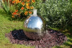 Primrose Polished Sphere Silver Stainless Steel Water Feature With LED Lights H50cm -Outsunny Garden Zone primrose polished sphere silver stainless steel water feature with led lights h50cm5055372307139 03c MP