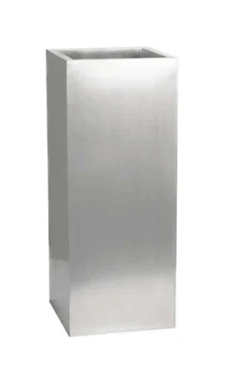 Primrose Zinc Galvanised Tall Rectangular Cube Planter Plant Pot In Silver 75cm X 32cm