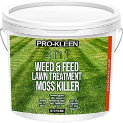 Pro-Kleen 4 In 1 Weed And Feed Lawn Treatment With Moss Killer - Greens Grass, Kills Weeds & Moss & Fertilises Grass 2.5kg