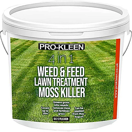 Pro-Kleen 4 In 1 Weed And Feed Lawn Treatment With Moss Killer - Greens Grass, Kills Weeds & Moss & Fertilises Grass 2.5kg 1 Pro-Kleen 4 In 1 Weed And Feed Lawn Treatment With Moss Killer - Greens Grass, Kills Weeds & Moss & Fertilises Grass 2.5kg